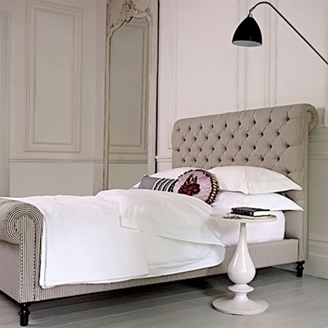 Pentlow King Bed in Ticking Black